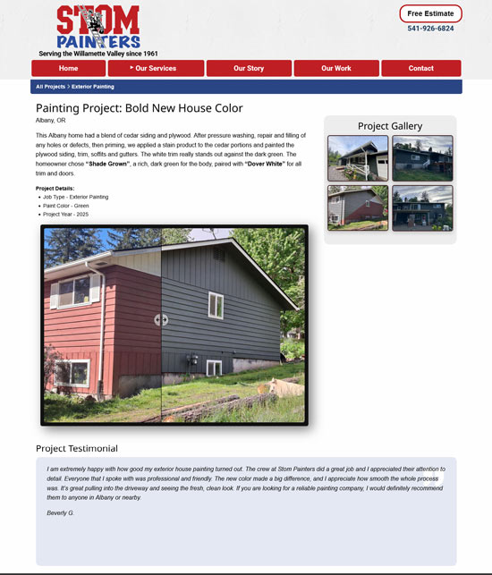 screenshot of a portfolio page