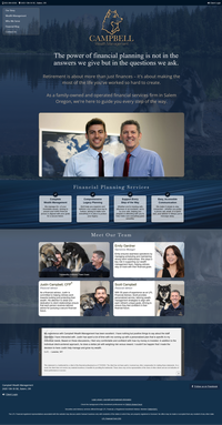 Home page for large screens, which will be the majority of the client base.