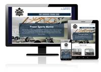 Responsive website design for Power Sports Marine shown across desktop, tablet, and mobile screen sizes.