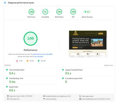 Cyber Scriber websites are built for speed. This site earned a perfect 100 PageSpeed performance score, helping provide a better user experience while supporting stronger search engine rankings.